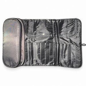 Gray Hanging Travel Makeup Brush Organizer Roll Cosmetic Toiletry Bag Zipper